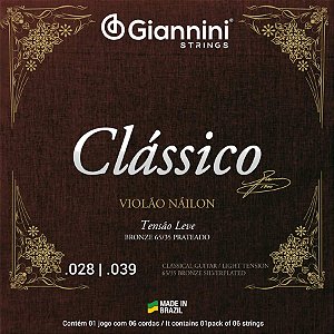 Corda Para Violão Nylon .028 Bronze 65/35 Leve Clássico Giannini