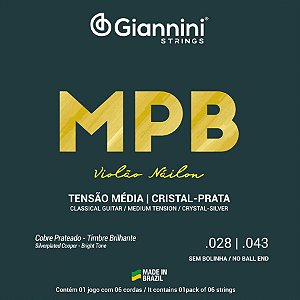Corda Para Violão Nylon .028 Cristal-Prata Média MPB Giannini
