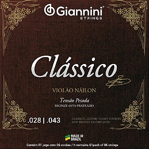 Corda Para Violão Nylon .029 Bronze 65/35 Pesada Clássico Giannini
