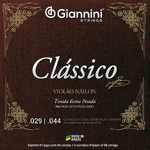 Corda Para Violão Nylon .029 Bronze 65/35 Extra Pesada Clássico Giannini
