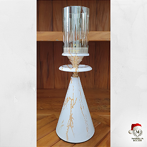 Castiçal Branco/Dourado P