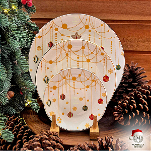 Jogo de Jantar em Porcelana Pingos de Natal