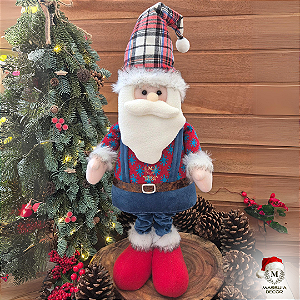 Papai Noel de Gorro Xadrez Expansível