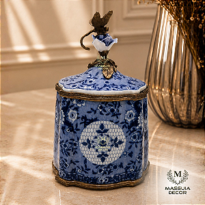Potiche Floral Azul