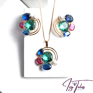 Conjunto Cristais e Pérola com Arco