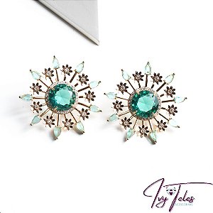 Brinco Cristal Haste e Flores