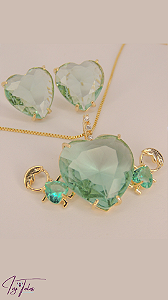 Conjunto Mãe Coração 2 Filhos Verde