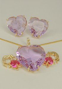 Conjunto Mãe Coração 2 Filhos Lilás