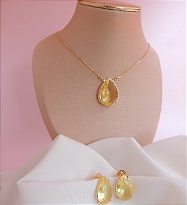 Conjunto Cristais Amarelo Citrino