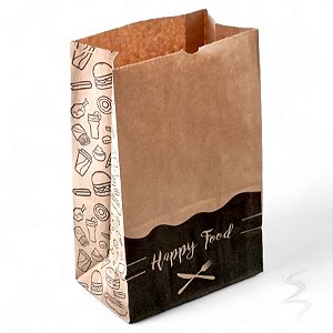 50 Sacos Kraft Delivery Pequeno Food Entrega 18x28x11 Happy