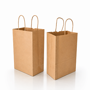 Kit 100 Sacolas Kraft com Alça Torcida 18x28x11cm para Delivery