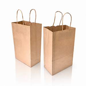 Kit 50 Sacolas Kraft com Alça Torcida 18x28x11cm para Delivery