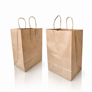 Kit 50 Sacolas Kraft com Alça Torcida 26x33x17,5cm para Delivery