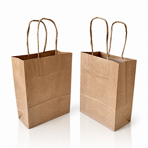 Kit 500 Sacolas Kraft com Alça Torcida 15x23x8,5cm para Delivery