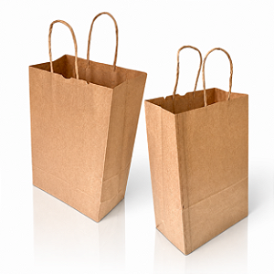 Kit 100 Sacolas Kraft com Alça Torcida 15x20x7cm para Delivery