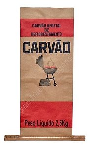 Embalagens Carvão 2,5kg Kraft Costurado - Kit 50 Unidades