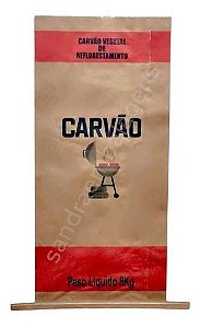 Embalagens Carvão 8kg Kraft Costurado - Kit 100 Unidades