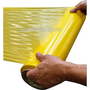 Bobina Rolo Filme Stretch 500 X 0,25 Amarelo 3 Kg Esticável