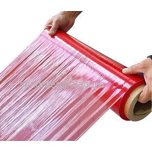 Bobina Rolo Filme Stretch 500 X 0,25 Vermelho 3 Kg Esticável