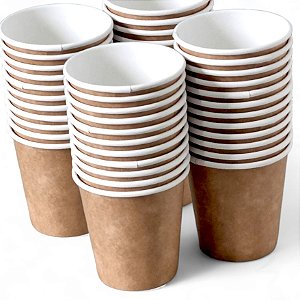 Copos De Papel Kraft Café Chá 120 Ml Biodegradável - Kit c/ 1000 Unidades