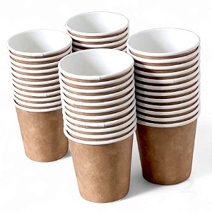 Copos De Papel Kraft Café Chá 120 Ml Biodegradável - Kit c/ 600 Unidades