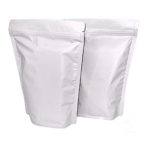 100 Embalagens Sacos Stand Up Pouch Branco Fosco Fecho Zip 10x17