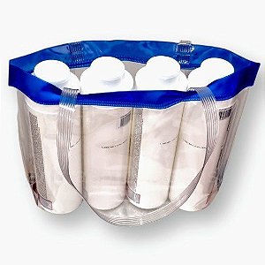 10 Sacolas Pvc Transparente Cristal Bolsa Praia 38x33 Azul