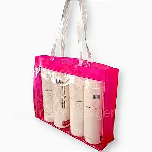 25 Sacolas De Pvc Transparente Cristal Bolsa Praia 39x29,5x8