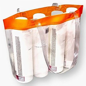 25 Sacolas Pvc Transparente Cristal Bolsa Praia 38x33 Laranj