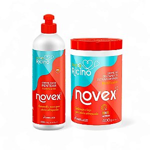 Kit Novex Doctor Rícino Creme de Tratamento 400g + Creme para Pentear