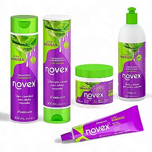 Kit Novex Meu Babosao Shampoo Condicionador Tratamento Recarga e Creme de Pentear