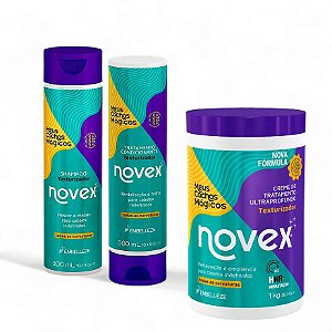 Kit Novex Meus Cachos Mágicos Shampoo+ Cond + Creme de Tratamento 1kg