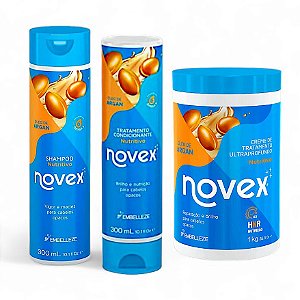 Kit Novex Óleo de Argan Shampoo + Condicionador + Creme de Tratamento 1kg