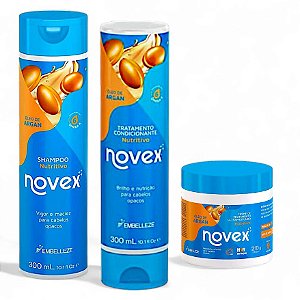 Kit Novex Óleo de Argan Shampoo + Condicionador + Creme de Tratamento 210g