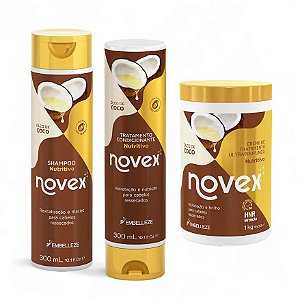 Kit Novex Óleo De Coco Shampoo + Condicionador + Creme de Tratamento 1 Kg