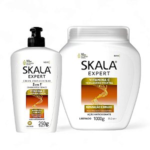 Creme Pentear + Creme De Tratamento Vitamina C Colágeno Skala