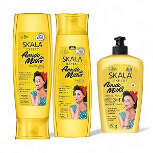 Kit Skala Amido De Milho Shampoo + Condicionador + Creme de Pentear