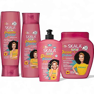 Kit Skala Crespinho Divino Kids Shampoo Condicionador Creme de Tratamento e Pentear