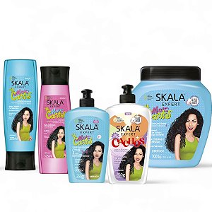 Kit Skala Mais Cachos Creme de Tratamento + Shampoo + Condicionador + Creme de Pentear + Gel Liquido