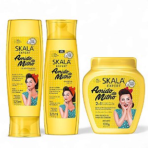 Skala Kit Hidratação Amido de Milho Shampoo + Condicionador + Creme Tratamento