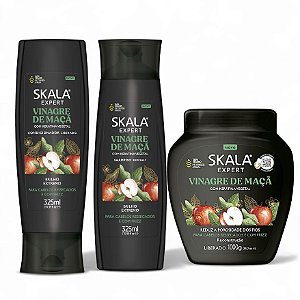 Skala Kit Reconstrução Vinagre de Maça Shampoo + Condicionador + Creme Tratamento