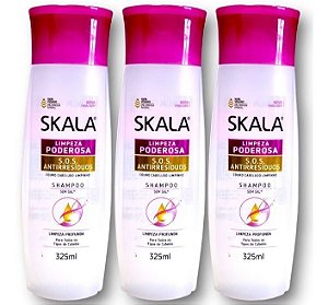 Skala Shampoo Antirresíduos Limpeza Profunda 325ml 3unid