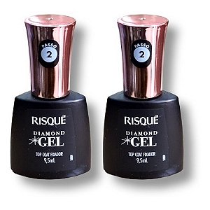 Top Coat Fixador Risqué Diamond Gel Cremoso 9,5ml - Kit com 2 unidades