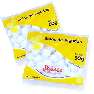 Algodão Bolinha Branca Sussex 50g - Kit c/ 2 pacotes