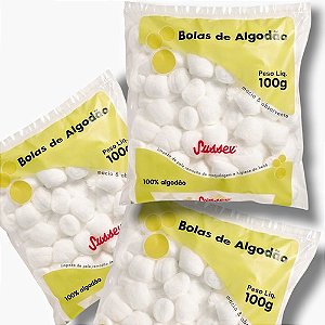 Algodão Bolinha Branca Sussex 100g Kit c/3 Pacotes