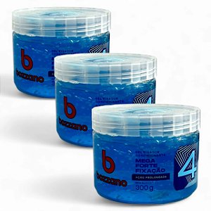 Bozzano Gel Fixador Fator 4 Mega Forte 300g Kit c/ 3 unidades