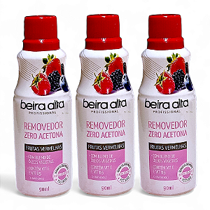 Removedor Esmalte Beira Alta 90ml Frutas Vermelhas Kit C/3