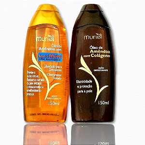 Kit Óleo Corporal Amêndoas Colageno Argan 150ml Muriel 2unid