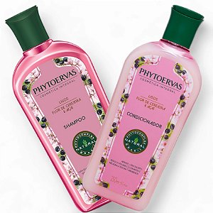 Kit Shampoo + Cond Phytoervas Lisos Flor De Cerejeira E Açai