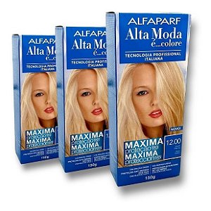 Kit Alta Moda 12.00 Louro Platina Cinza Coloração Creme (3 unidades)